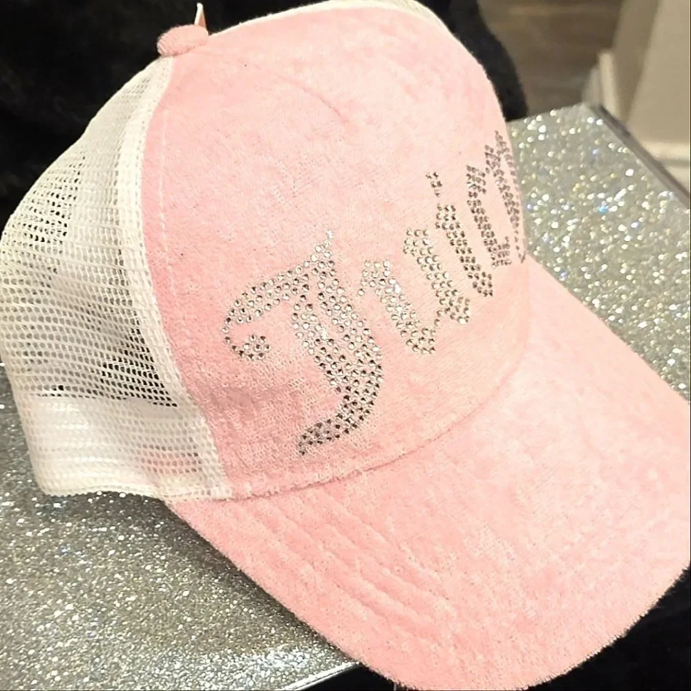 Juicy‎ Couture Rhinestone Logo Velour Snapback Cap